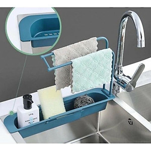 Kệ Nhựa Dài Gấp Gọn Điều Chỉnh Được Kích Thước Phù Hợp Với Bồn Rửa Chén Nhà Bạn , Có Giá Treo Khăn- Chính Hãng GROFA 