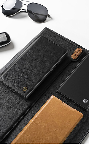 Bao da chống sốc cho Samsung Galaxy S24 Ultra, S24 Plus, S24 trang bị nắp bảo vệ Camera hiệu Nillkin Qin Pro (ngăn đựng thẻ ATM Name Card, chất liệu da cao cấp, thiết kế thời trang cá tính) - Hàng nhập khẩu