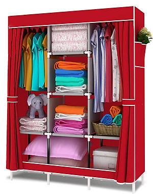 Tủ Quần Áo Cải Tiến Thế Hệ Mới, Tủ Vải Quần Áo 3 Buồng 8 Ngăn 1,7m Cao Cấp