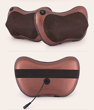 Gối massage hồng ngoại 8 bi matxa cổ, lưng, vai, gáy, toàn thân - hàng chính hãng