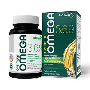 Viên uống Omega369 - Optimum Omega 3.6.9 Hotchland Nutrition hỗ trợ não bộ, thị lực, tim mạch, giảm nguy cơ đột quỵ - Hộp 60v - Hàng chính hãng nhập khẩu Mỹ