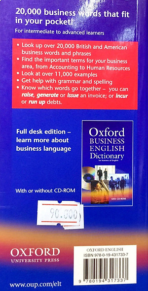 Sách Oxford Learners Pocket Dictionary of Business English: Essential Business Vocabulary In Your Pocket