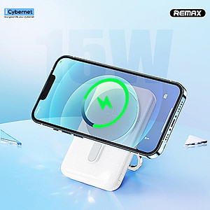 Sạc dự phòng không dây từ tính Remax RPP-85 kèm giá đỡ dung lượng 10000mAh - Hàng chính hãng