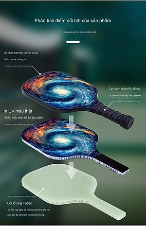 Bộ 2 Vợt Pickleball Sợi Carbon Cao Cấp Tubao Hàng Chính Hãng + Kèm Túi Chống Sốc Và 4 Bóng