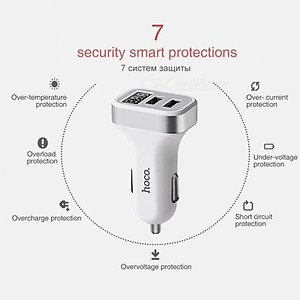 Tẩu sạc  tốc độ cao trên ô tô, xe hơi  tích hợp màn hình LCD hiển thị thông tin điện áp của xe, Hỗ trợ 2 cổng USB DC 5V-3.1A nhãn hiệu Hoco Z3