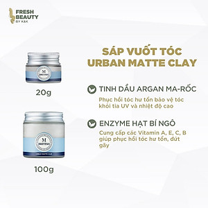 Sáp vuốt tóc nam nữ BRITISH M Urban Matte Clay tạo kiểu linh hoạt giữ nếp cứng tốt, không bóng 100g
