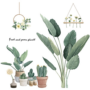 Sticker Giấy Dán Tường Decal Dán tường Mẫu Hoa Lá Cực Xinh ZH025