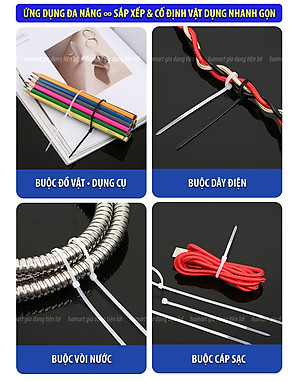 Túi 100 Dây Thít Nhựa Dây Rút Lạt Nhựa Buộc Treo Đánh Dấu Cố Định Vật Dụng 3x150 4x250 Tiện Lợi
