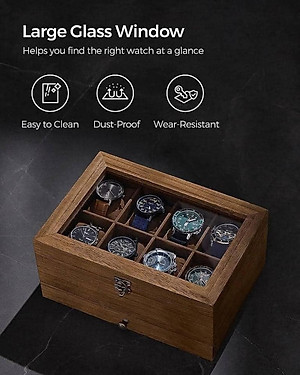 Hộp đựng đồng hồ gỗ Songmics 2 tầng - Đẳng cấp châu Âu Hàng chính hãng