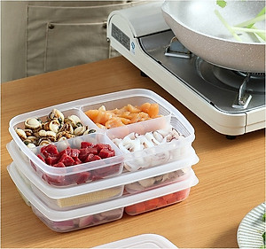 Hộp nhựa bảo quản thực phẩm đa năng và tiện lợi có chia 4 ngăn Nakaya - Hàng nội địa Nhật Bản.