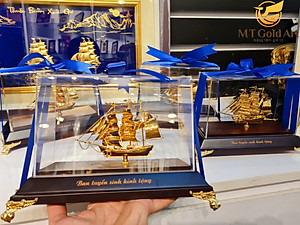 Mô hình thuyền buồm mạ vàng MT Gold Art sze s- hàng chính hãng, quà tặng danh cho sếp, khách hàng, đối tác