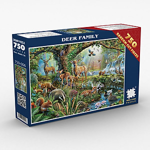 Tranh Xếp Hình Random Cut 750 Mảnh Minh Châu – Deer Family (40x60cm)