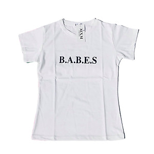 Áo thun nữ MXM cổ tròn ôm body cotton 4 chiều cực tôn dáng in chữ B.A.BE.S ( ANU006 )