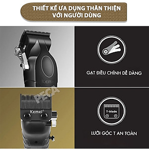 Tông đơ cắt tóc chuyên nghiệp Kemei KM-2296 lưỡi cắt mạ carbon công suất mạnh mẽ 5W pin khỏe lithium - Chính hãng