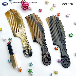  Lược Sừng Vân Nưa Chuôi Cuốn (Size: XL-20cm) Họa Tiết Uốn Lượn Sắc Sảo, Chăm sóc tóc - COH160