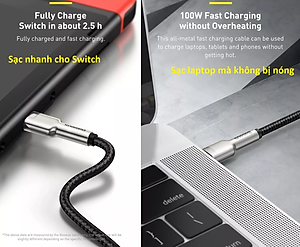 Cáp sạc C to C 100W Baseus Cafule Series Metal Data Cable - Hàng chính hãng