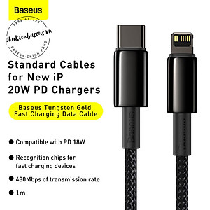 Cáp sạc nhanh iphone pd 20W Baseus CATLWJ-01 type c to iphone - dây sạc cao cấp hỗ trợ IP 12 11 x xsmax 8.. - hàng chính hãng