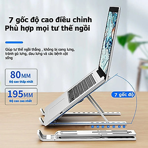 Giá Đỡ Laptop Hợp Kim Nhôm Cao Cấp Có Thể Gấp Gọn, Giúp Tản Nhiệt Laptop, dành cho Macbook, Máy Tính Xách Tay. 07 Vị Trí Điều Chỉnh Góc Độ. Hàng Chính Hãng