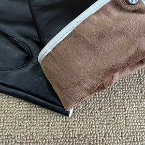 Bao tay nữ lót lông YAOYAO Găng tay nữ da cừu bấm cúc trắng - BHY9748 Găng tay da cảm ứng. Hàng chính hãng.