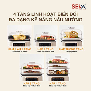 (HOT NEW) Nồi Lẩu Hấp 4 Tầng 24L SEKA SK6620 - 1500W Đa Năng 4 in 1 Hấp, Lẩu, Khử Trùng, Tiệt Trùng - Hàng Chính Hãng Bảo Hành 2 Năm