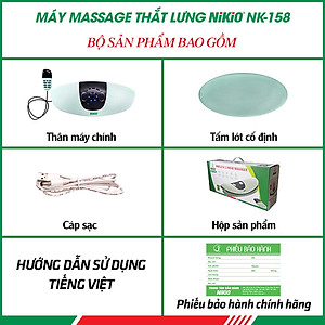 Máy Massage Lưng Và Thắt Lưng Nikio NK-158 - Công Nghệ Mát Xa Cải Tiến 4in1: Nhiệt Nóng, Xung Điện, Rung, Túi Khí - Hỗ Trợ Điều Trị Thoát Vị Đĩa Đệm, Thoái Hóa, Đau Cột Sống Lưng - Dòng Không Dây Pin Sạc, Có Remote Điều Khiển