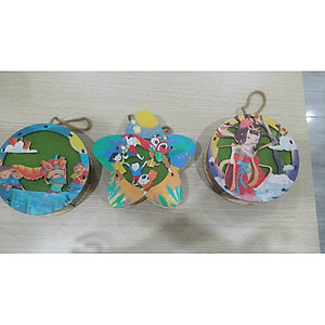 Lồng Đèn Trung Thu Gỗ Mộc Màu : Đèn Lân Sao - Bách Mộc 09 (Có Kèm Pin)