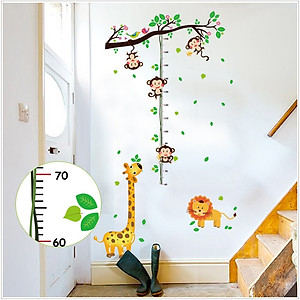 Decal dán tường Thước đo chiều cao khỉ con AmyShop DTD022(150x110cm)