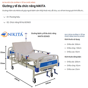 Giường bệnh Y tế, đa chức năng hỗ trợ chăm sóc người bệnh - Hàng chính hãng NIKITA