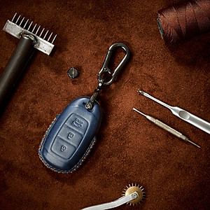 Bao Da Ép Phom Chìa Khóa Handmade Hyundai Kona da bò thật - hàng chính hãng