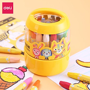  Bút màu sáp dầu học sinh hộp nhựa Deli - 12/18/24 màu - 72090/72091/72092