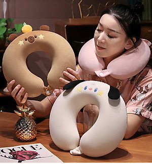Gối chữ U làm bằng mút hoạt tính, gối kê cổ dễ thương dùng để máy bay, xe hơi, du lịch, kê cổ cổ gối ngủ trưa văn phòng-GC876488