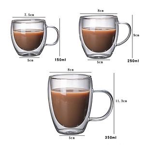 Mẫu ly thủy tinh 2 lớp nhiều dung tích uống trà uống cà phê