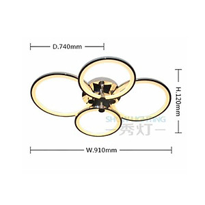 Đèn trần LED mâm 3 màu ánh sáng 4 cánh có điểu khiển từ xa