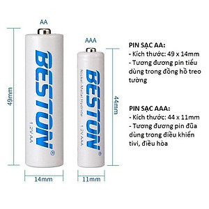 Bộ sạc pin AA AAA Beston C8002 dùng cho micro không dây, máy ảnh, điều khiển, đồ chơi trẻ em, đồng hồ