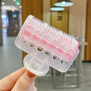 Lô Cuốn Tóc Có Kẹp Màu Hồng Dễ Thương Xu Hướng Thời Trang Hàn Quốc Mới Phụ Kiện Tóc Nữ