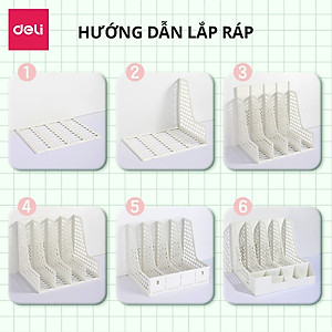 Khay kệ đựng tài liệu Deli 4 ngăn giá kệ đựng sách vở hồ sơ giấy tờ văn phòng màu pastel dễ thương nhỏ gọn tiện lợi