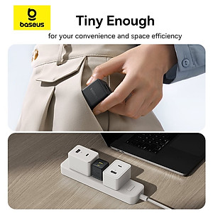 Củ Sạc Nhanh Baseus Palm 20W 2 Cổng C+U PD QC3.0 Dùng Cho iPhone Samsung Pixel Nhỏ Gọn Tiện Lợi - Hàng Chính Hãng
