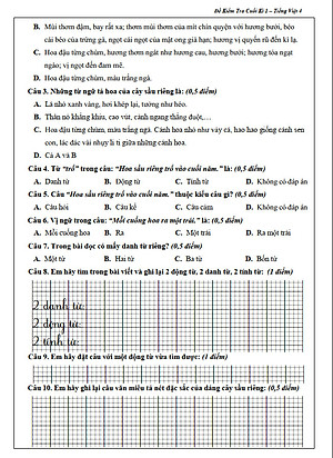 Đề Kiểm Tra Tiếng Việt 4 - Tập 1