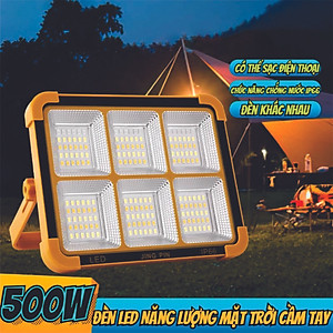 Đèn LED Năng Lượng Mặt Trời Cầm Tay 500W, Đa Năng, Chống Nước, Đổi Màu hàng nhập khẩu