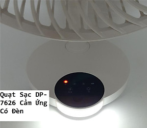 Quạt Sạc DP-7626 Cảm Ứng Có Đèn VT - Hàng chính hãng