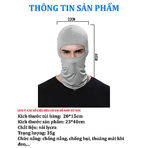 Khăn trùm kín mặt chống nắng, chống tia UV khi đi xe dành cho cả nam và nữ Rimix Khăn trùm đầu Ninja Fullface đi phượt (Màu đen) KHẨU TRANG TRÙM KIỂU NINJA