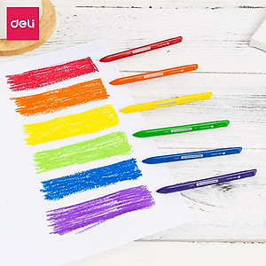 Bút sáp màu 12/18/24 màu an toàn cho bé Deli - Phù hợp cho học sinh mẫu giáo tiểu học cấp 1 tập vẽ tô màu 