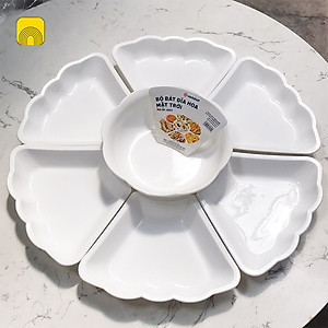 Bộ Bát Đĩa Hoa Mặt Trời 6811 Loại Bé Việt Nhật Nhựa PP Màu Trắng Dùng Để Bày Đồ Cúng