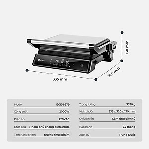 Vỉ nướng điện gấp gọn Elmich EGE-8579 - Hàng Chính Hãng