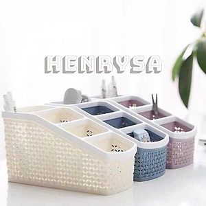 Khay nhựa mini để bàn 4 ngăn dùng đựng bút, để bàn, đựng đồ văn phòng phẩm, mỹ phẩm, ..đồ dùng đa năng phù hợp bàn làm việc, phòng tắm , nhà bếp tiện ích - HENRYSA ( Giao màu ngẫu nhiên)