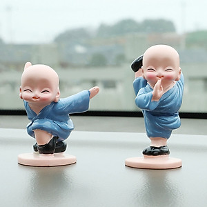 Combo 4 Tượng Chú Tiểu Đánh Võ Dễ Thương Trang Trí Xe Hơi, Bàn Làm Việc, Bonsai PaKaSa
