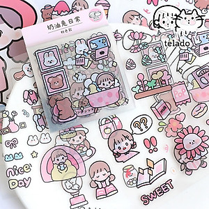 Bộ 20 Tờ Sticker Nhiều Hình Cô Gái Và Bé Thỏ - Telado MSTZ-07/2-6 (Mẫu Màu Giao Ngẫu Nhiên)