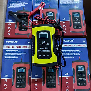 Bộ sạc ắc quy Foxsur 12V 5A FBC1205D tự ngắt khi đầy bảo dưỡng khử sunfat chống ngược cực