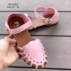 Dép sandal bé gái BIBIKIDS rọ bít mũi màu hồng kiểu dáng búp bê duyên dáng phong cách Hàn Quốc 6 - 12 tuổi SG64