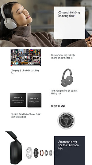 Tai Nghe Bluetooth Chụp Tai Sony WH-1000XM5 Hi-Res Noise Canceling - Hàng Chính Hãng